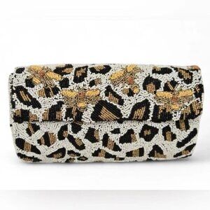 Viral Beaded Leopard Print Bee Crossbody Bag Chain Strap India NWT